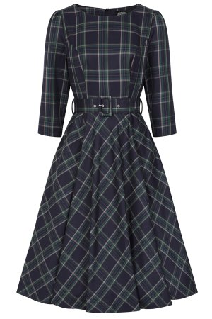 Cece Tartan Swing Dress in Extended Sizing